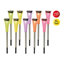 4180702 LED-solcellelampe deko kulørt jordspyd 10