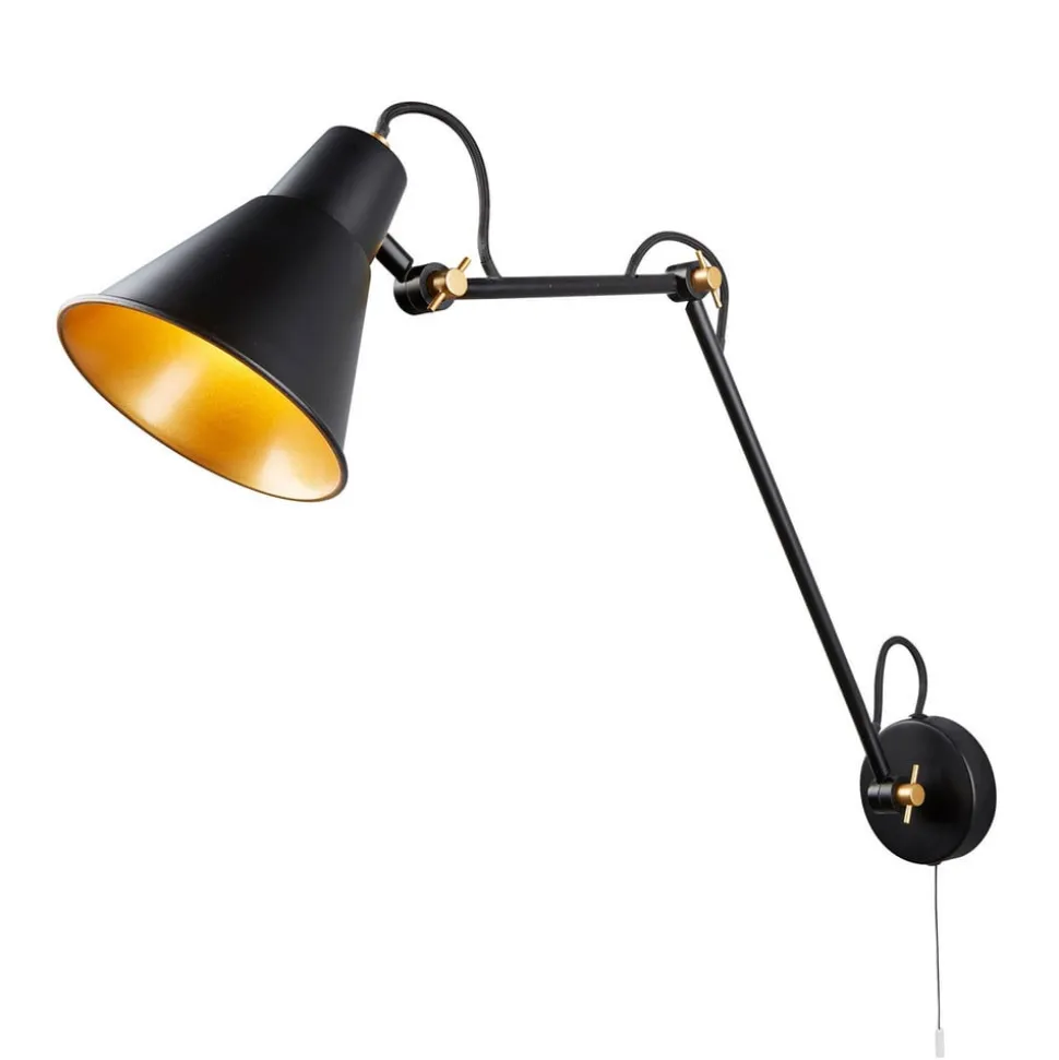 7403 væglampe med 3 led, sort, guld