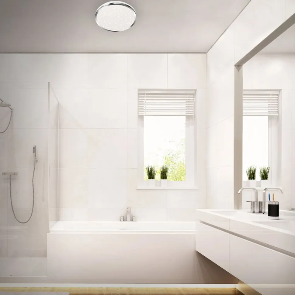 Acorus LED-loftslampe, IP44, stjernedekor, Ø 28 cm