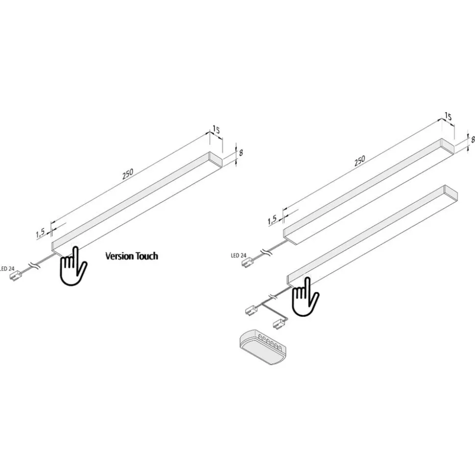Add-On Mini Touchdim LED-underskabslys, 3, 4.000 K