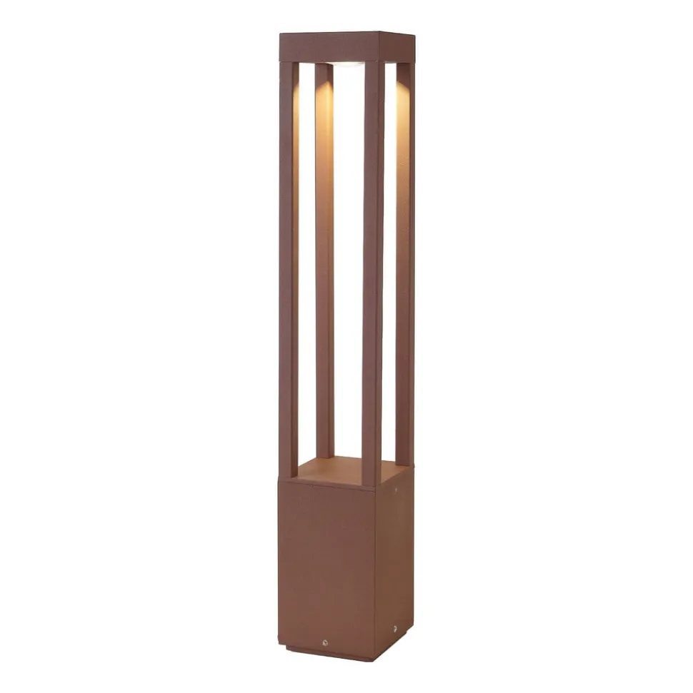 Agra LED-gadelampe, brun, aluminium, højde 65 cm