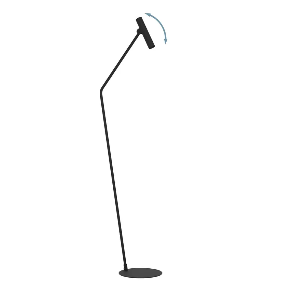 Almudaina LED-gulvlampe, sort, højde 157 cm, stål
