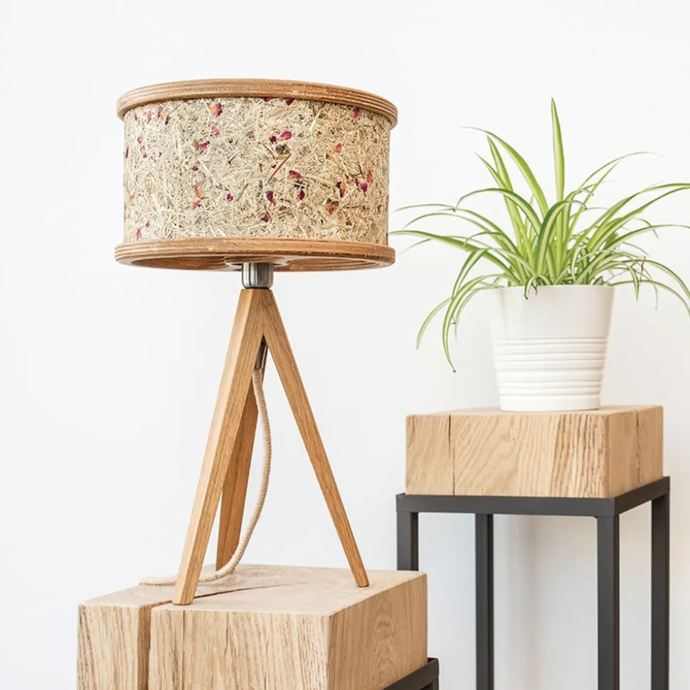 ALMUT 2610 bordlampe, hø med røde rosenblade