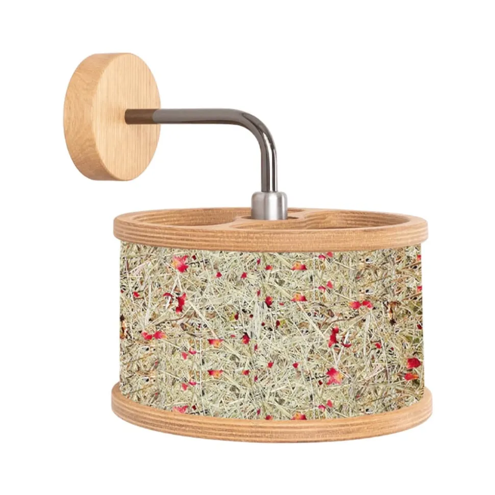 ALMUT 2610 væglampe Ø 25cm, hø/røde rosenblomster