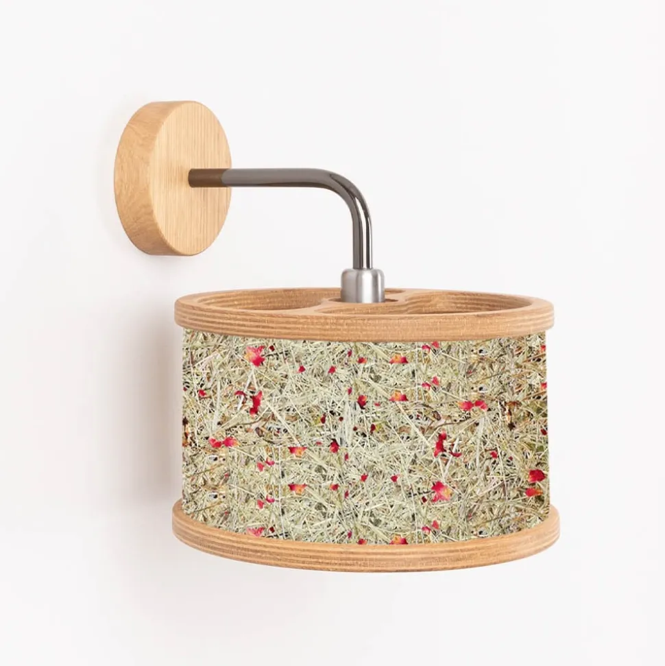 ALMUT 2610 væglampe Ø 25cm, hø/røde rosenblomster