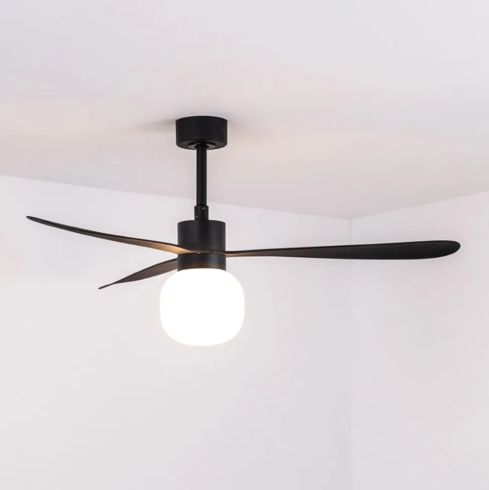 Amelia Ball loftventilator, LED-lampe, sort