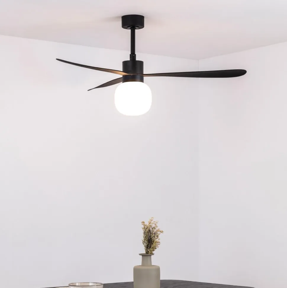 Amelia Ball loftventilator, LED-lampe, sort