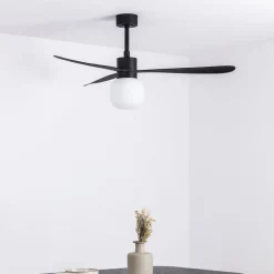 Amelia Ball loftventilator, LED-lampe, sort
