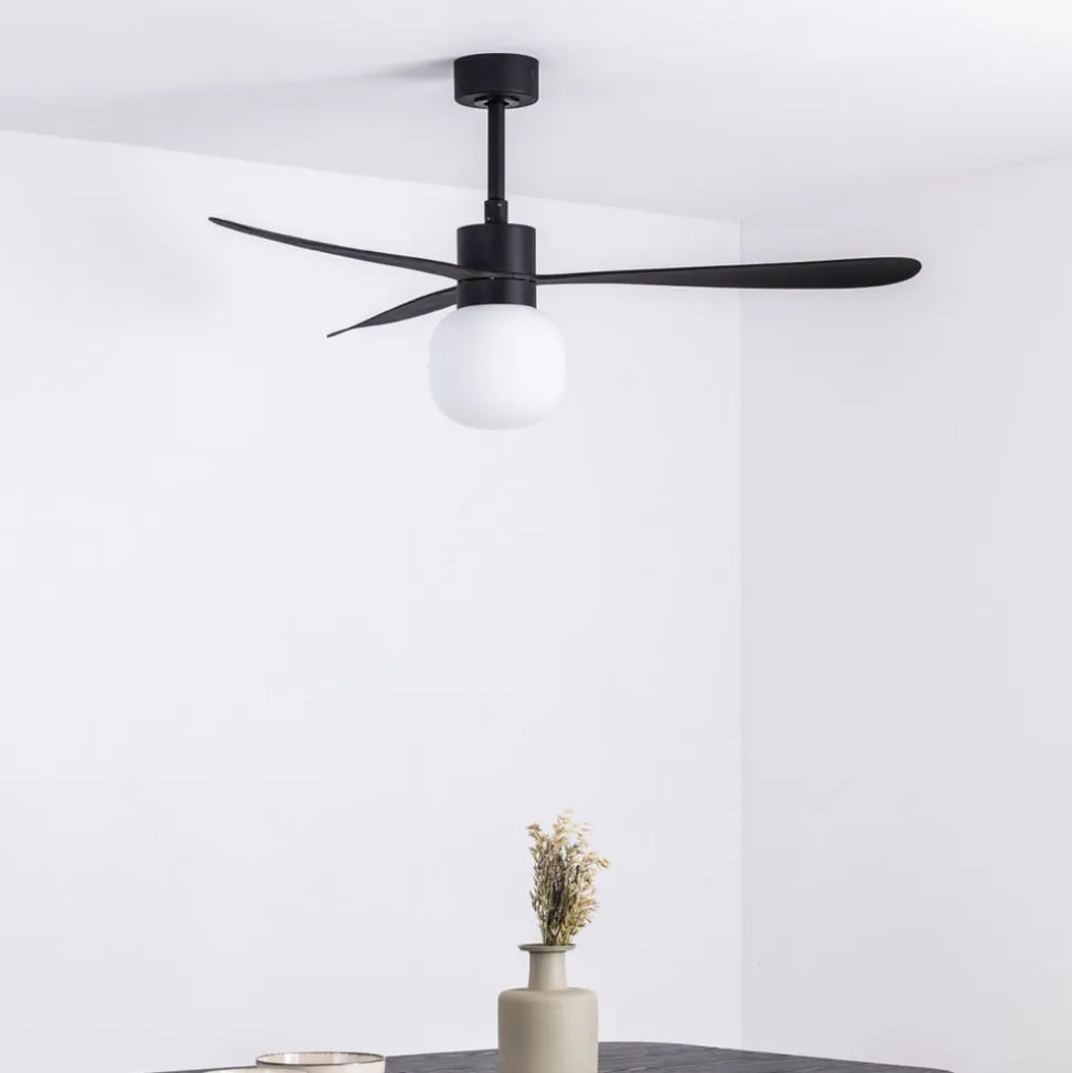 Amelia Ball loftventilator, LED-lampe, sort