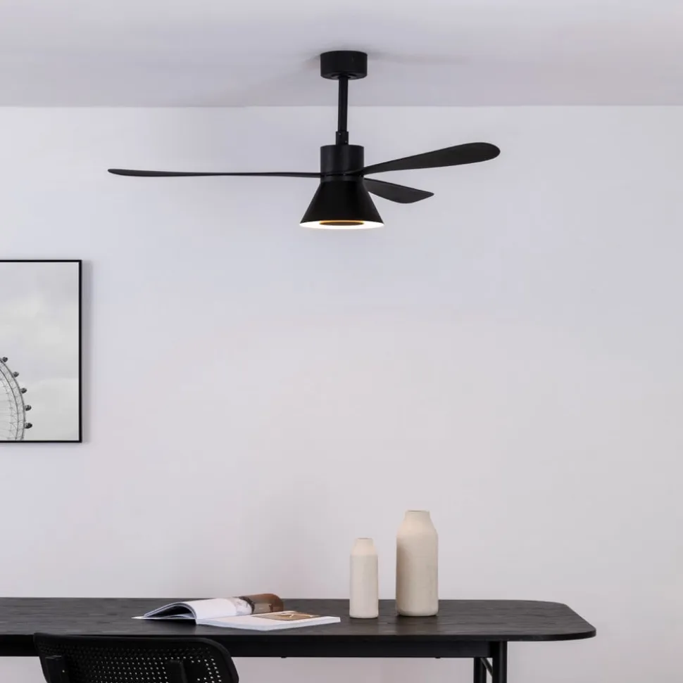 Amelia Cone loftventilator, LED-lampe, sort