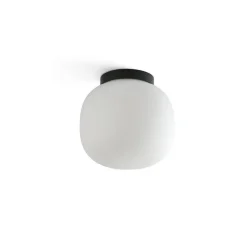 Amelia loftlampe til bad, sort/opal, glas, Ø 21,5 cm