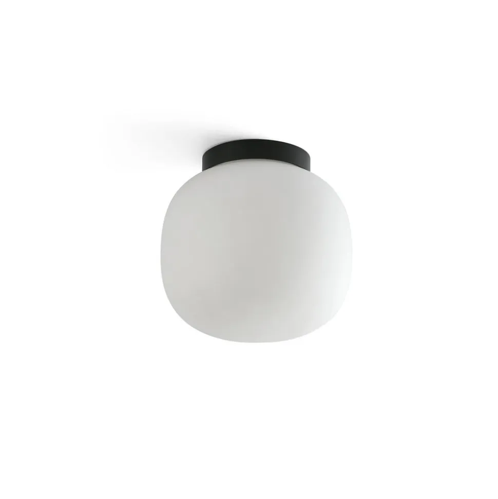 Amelia loftlampe til bad, sort/opal, glas, Ø 21,5 cm