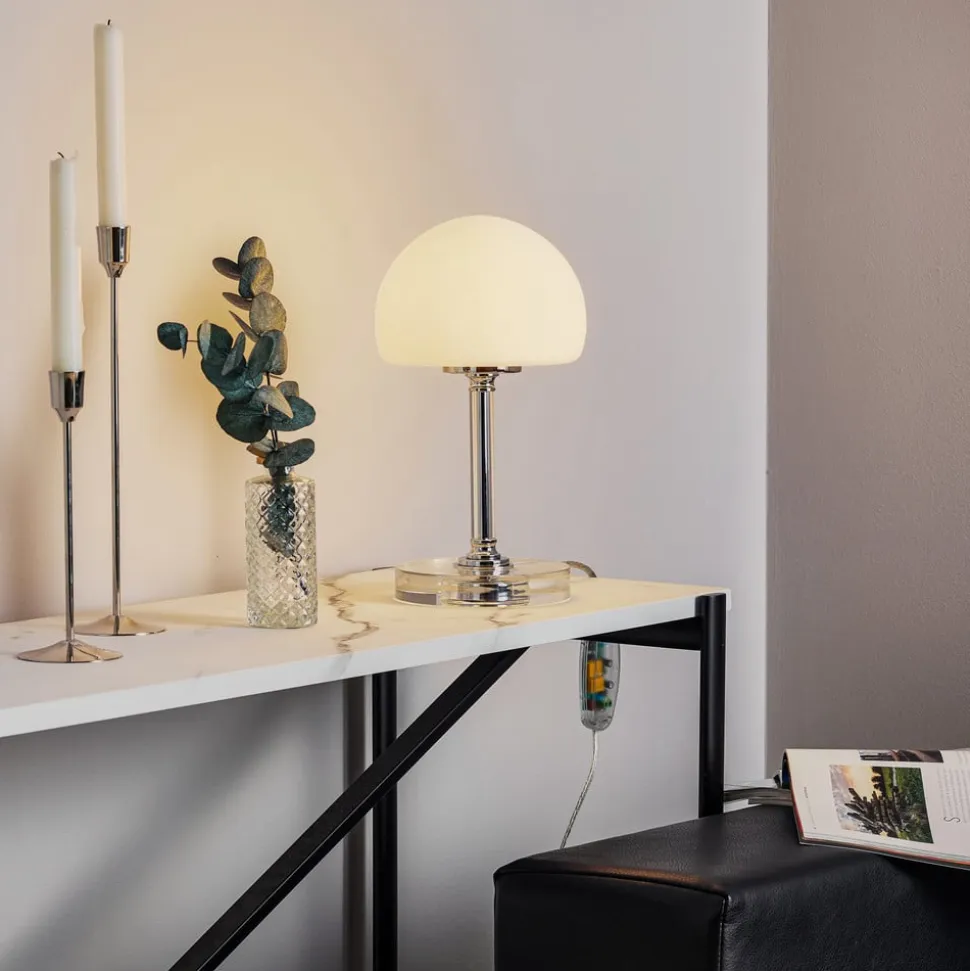 Ancilla LED-bordlampe med dæmper, forkromet