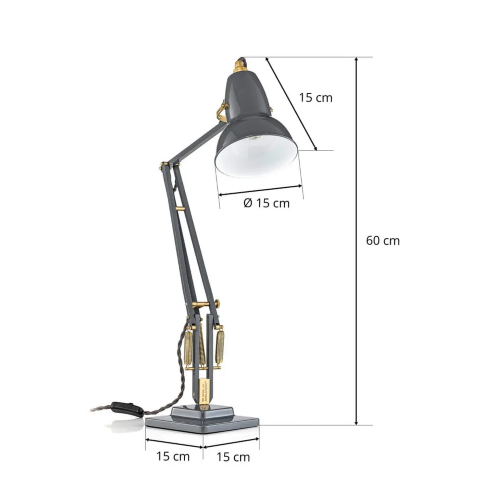 Anglepoise bordlampe Original 1227, grå/messing