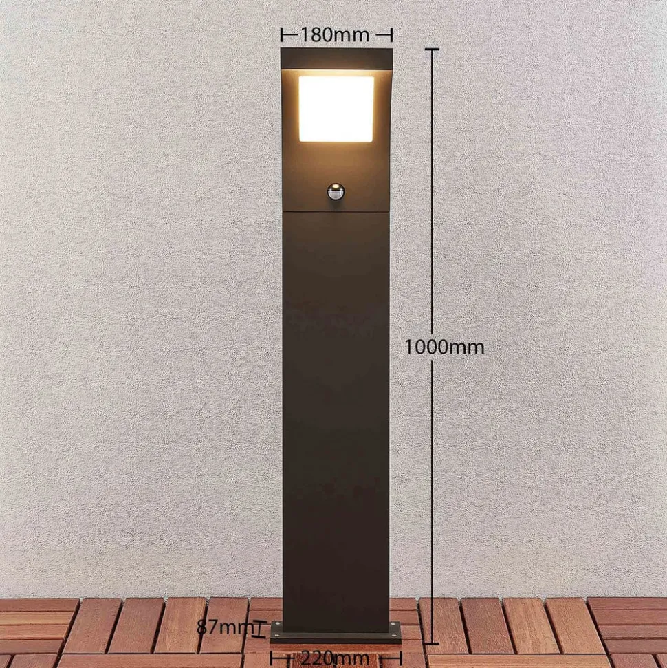 Arcchio Advik LED-vejlampe, 100 cm, antracit, sensor, IP54