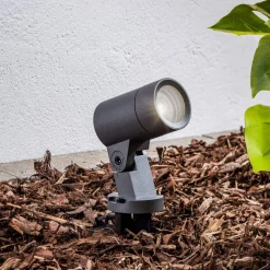 Arcchio Hemmani spot med jordspyd, højde 35 cm, antracit, aluminium