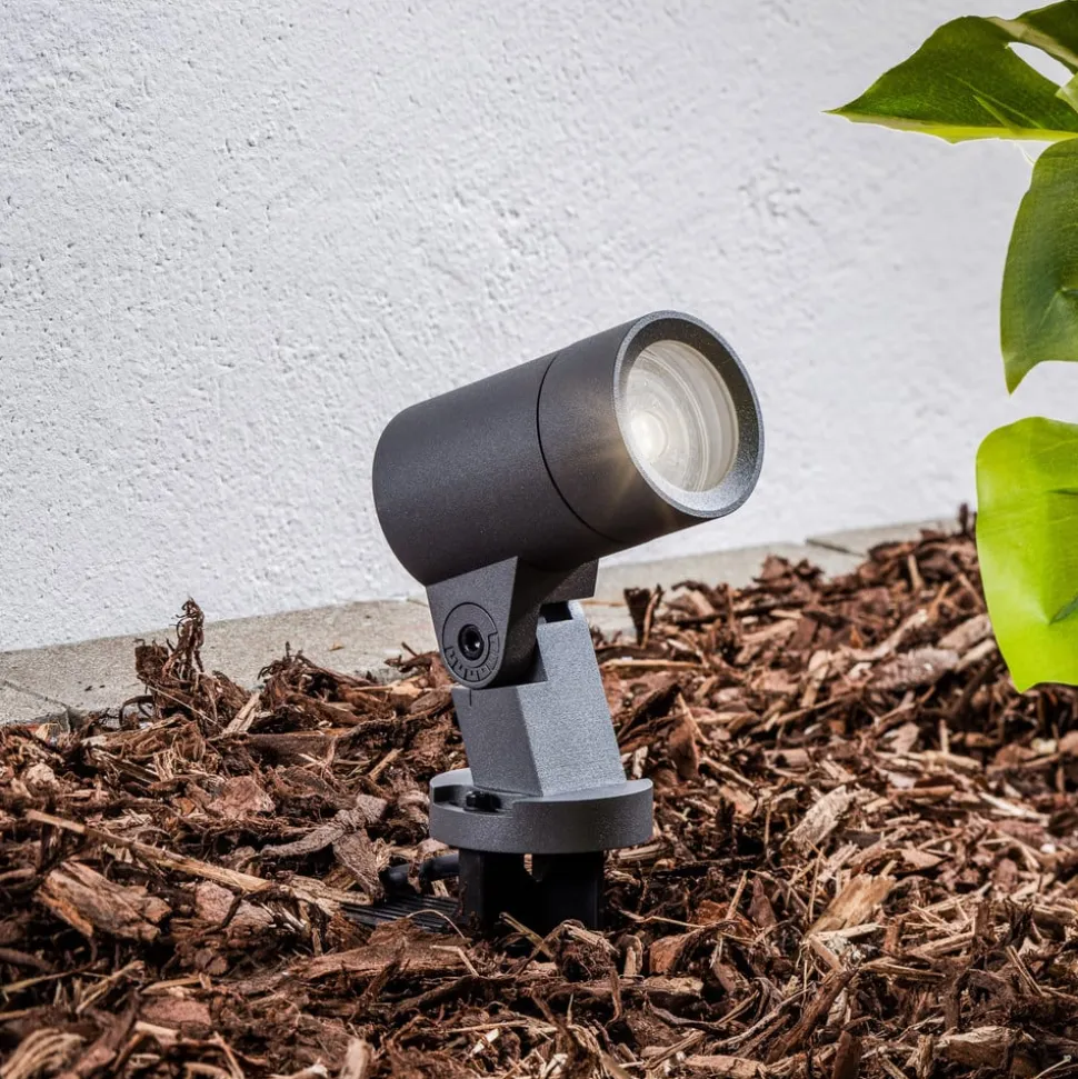 Arcchio Hemmani spot med jordspyd, højde 35 cm, antracit, aluminium