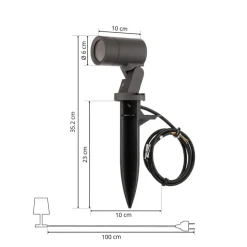 Arcchio Hemmani spot med jordspyd, højde 35 cm, antracit, aluminium