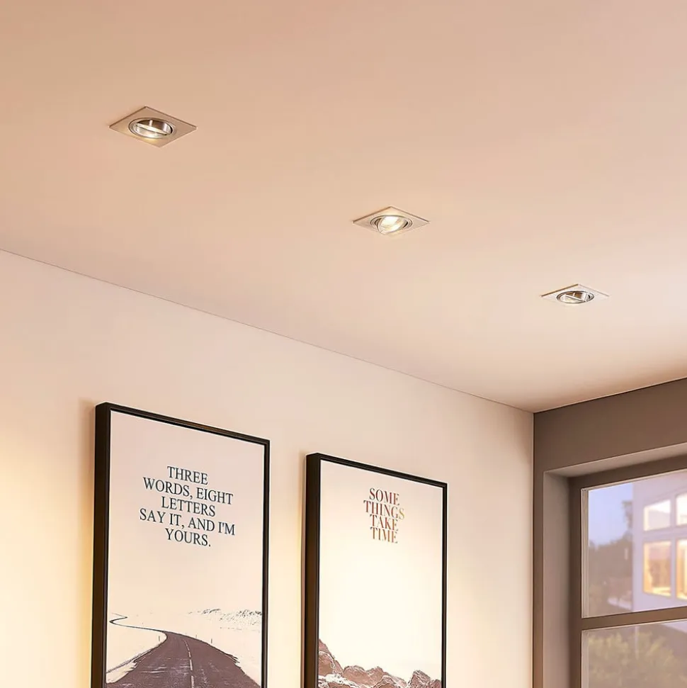 Arcchio indbygget loftspot Sophia, aluminium, kantet