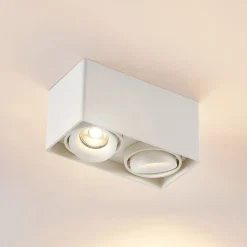 Arcchio Kubika downlight, 19 cm, hvid, 2 lyskilder, metal