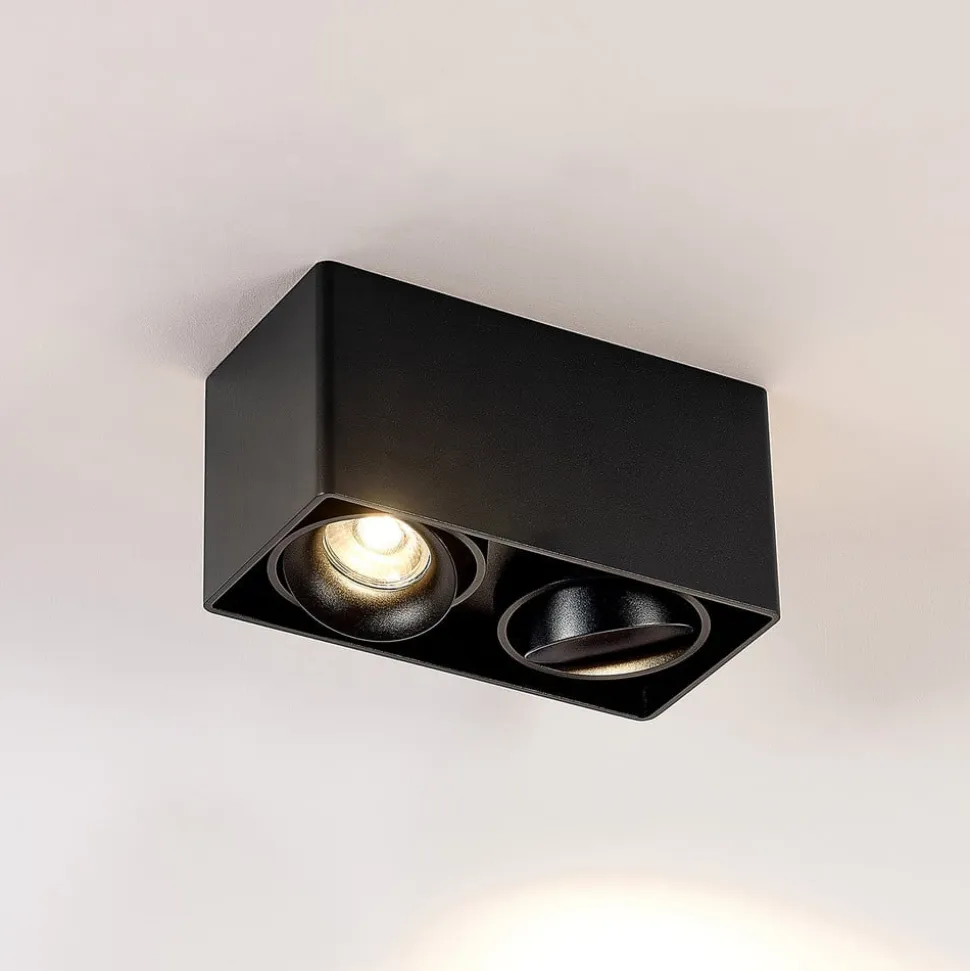 Arcchio Kubika downlight, 19 cm, sort, 2 lyskilder, metal