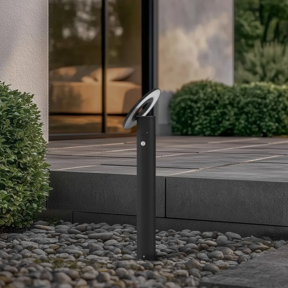 Arcchio LED-gadelampe Tovio, antracit,, Ø 24cm, sensor