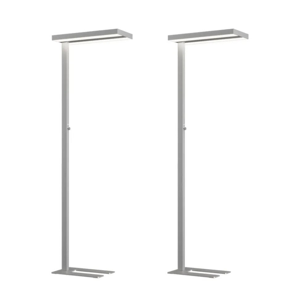 Arcchio LED-gulvlampe Logan Basic, sæt med 2, sølv, 6000 lm