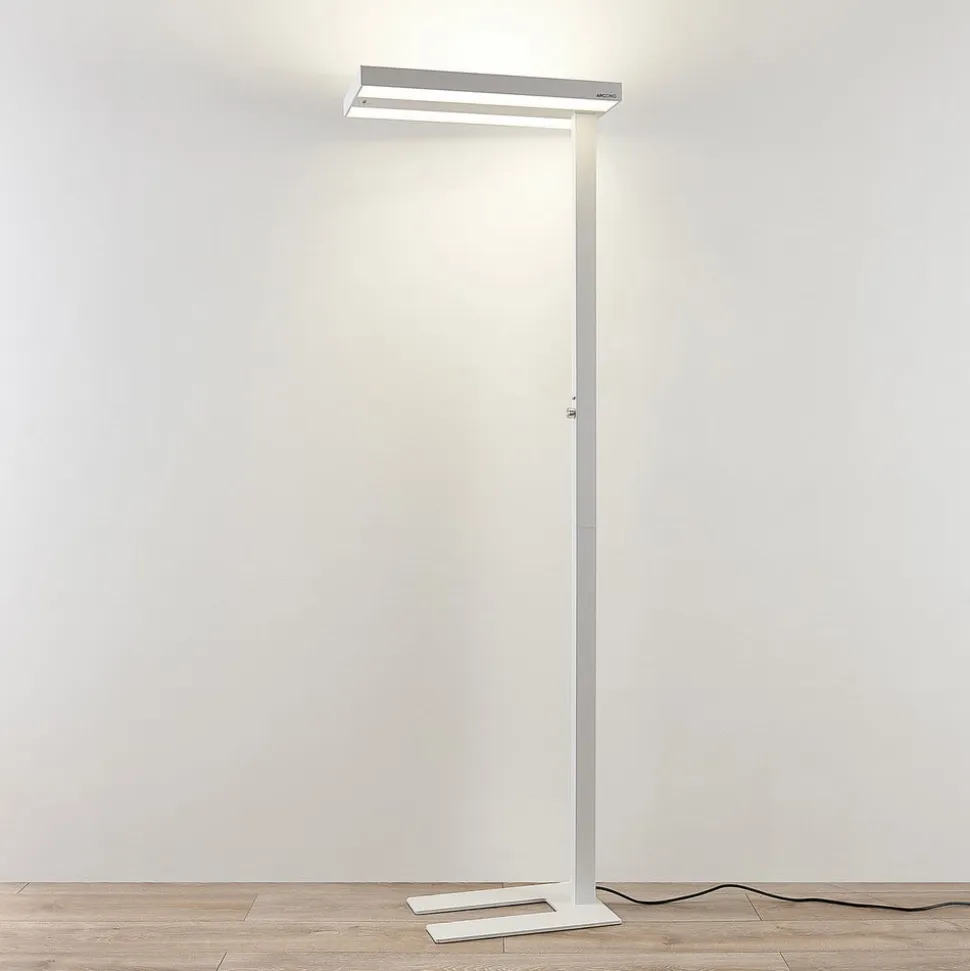 Arcchio LED-gulvlampe Logan Pro, hvid, sensor, dæmpbar