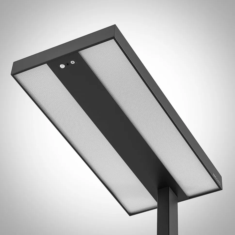 Arcchio LED-gulvlampe Logan Pro, sort, sensor, dæmpbar