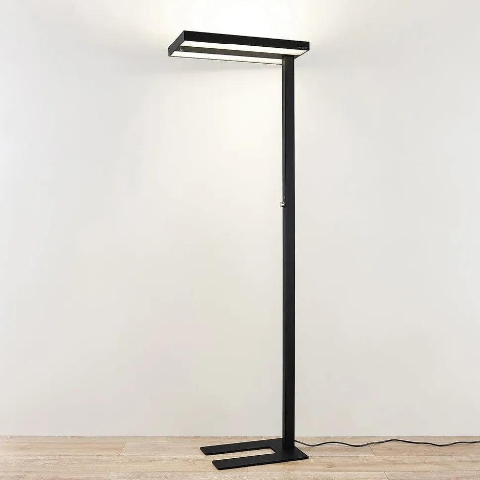 Arcchio LED-gulvlampe Logan Pro, sort, sensor, dæmpbar