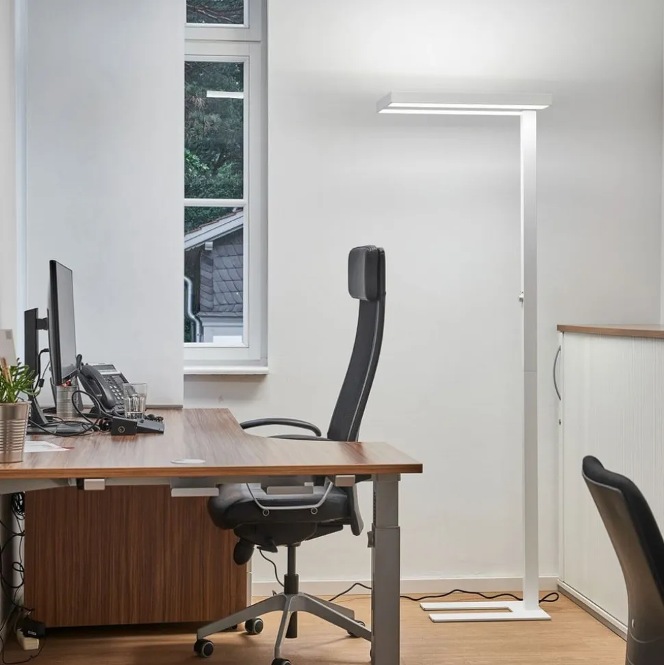Arcchio LED-gulvlampe Logan Basic, hvid, 6.000 lm, dæmpbar