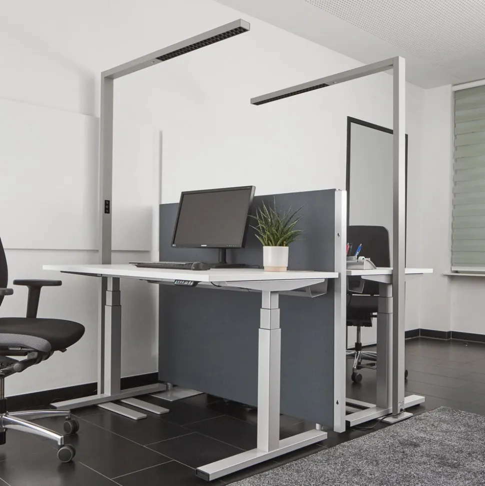 Arcchio LED-gulvlampe til kontor Jolinda, sølv, CCT, sensor,