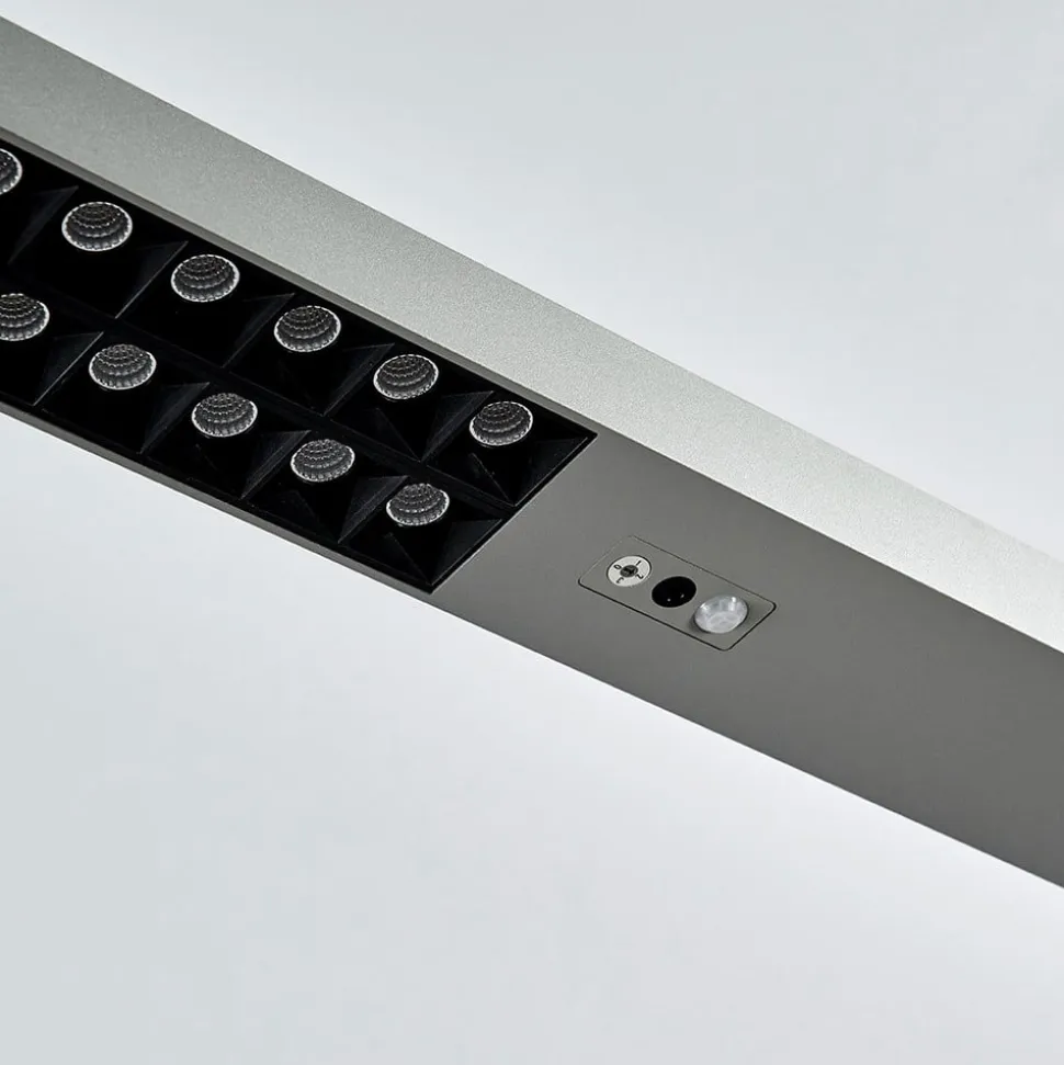 Arcchio LED-gulvlampe til kontor Jolinda, sølv, 4.000 K, sensor