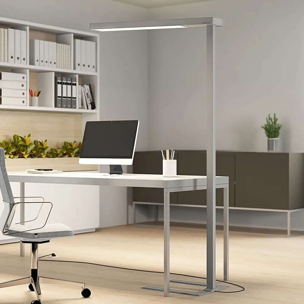 Arcchio LED-gulvlampe til kontor Susi, sølv, sensor, dæmper, CCT