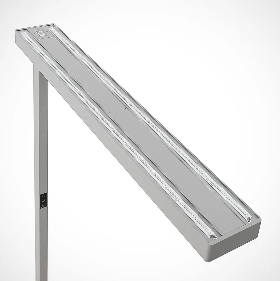 Arcchio LED-gulvlampe til kontor Susi, sølv, sensor, dæmper, CCT