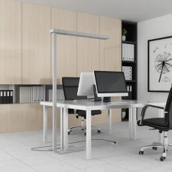 Arcchio LED-gulvlampe til kontor Susi, sølv, sensor, touchdæmper