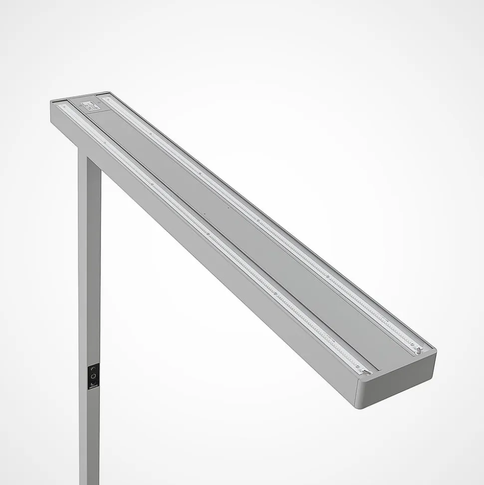 Arcchio LED-gulvlampe til kontor Susi, sølv, sensor, touchdæmper