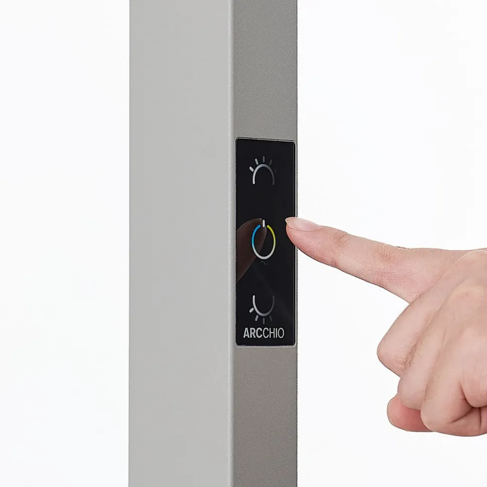 Arcchio LED-gulvlampe til kontor Susi, sølv, sensor, touchdæmper