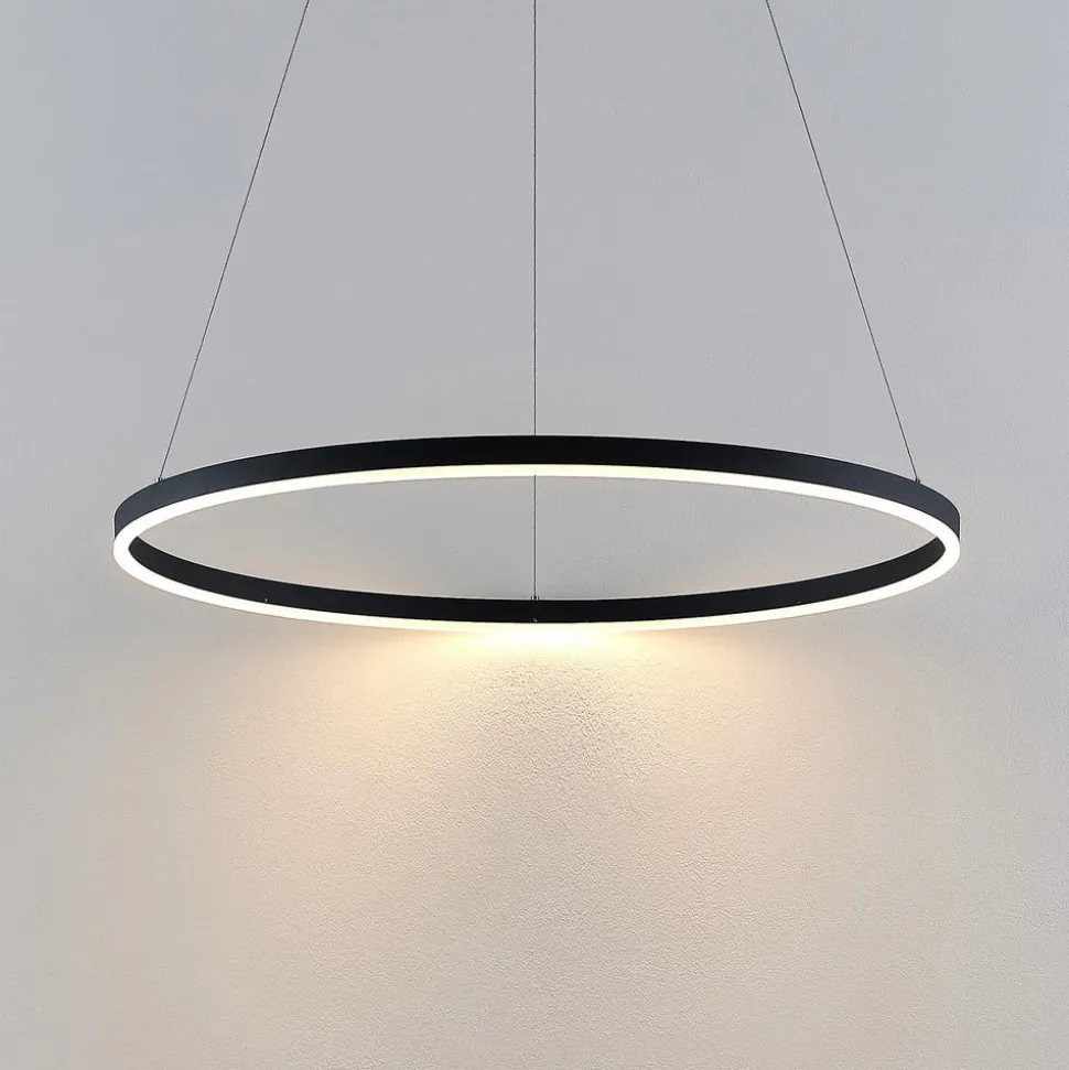 Arcchio LED-hængelampe Albiona, sort, 1 ring, Ø 80 cm