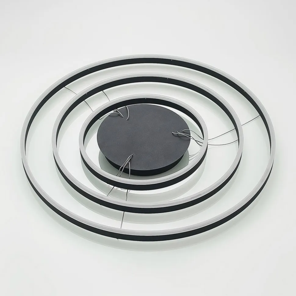 Arcchio LED-hængelampe Albiona, sort, 3 ringe, Ø 80 cm