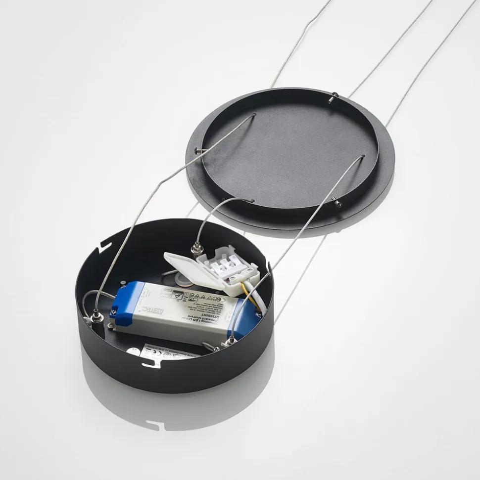 Arcchio LED-hængelampe Albiona, sort, 1 ring, Ø 40 cm