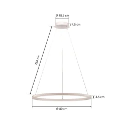 Arcchio LED-hængelampe Albiona, hvid, 1 ring, Ø 80 cm