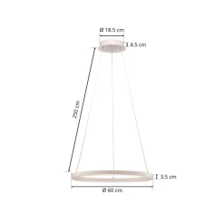 Arcchio LED-hængelampe Albiona, hvid, 1 ring, Ø 60 cm