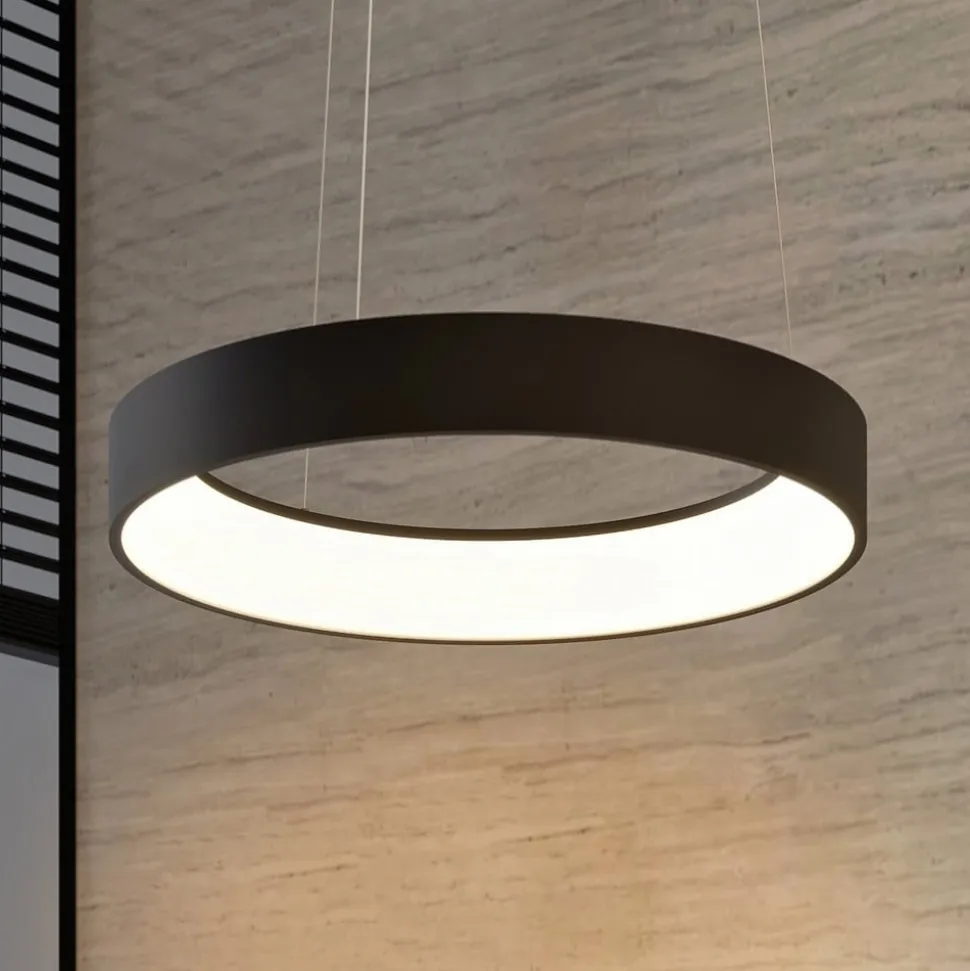 Arcchio LED-hængelampe Aleksi, Ø 60 cm, sort, metal, CCT