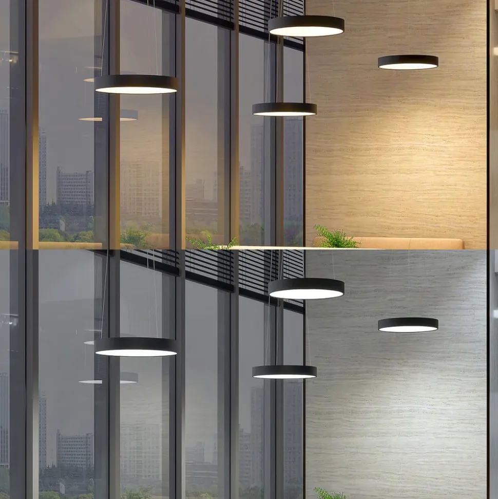 Arcchio LED-hængelampe Aleksi, Ø 60 cm, sort, metal, CCT