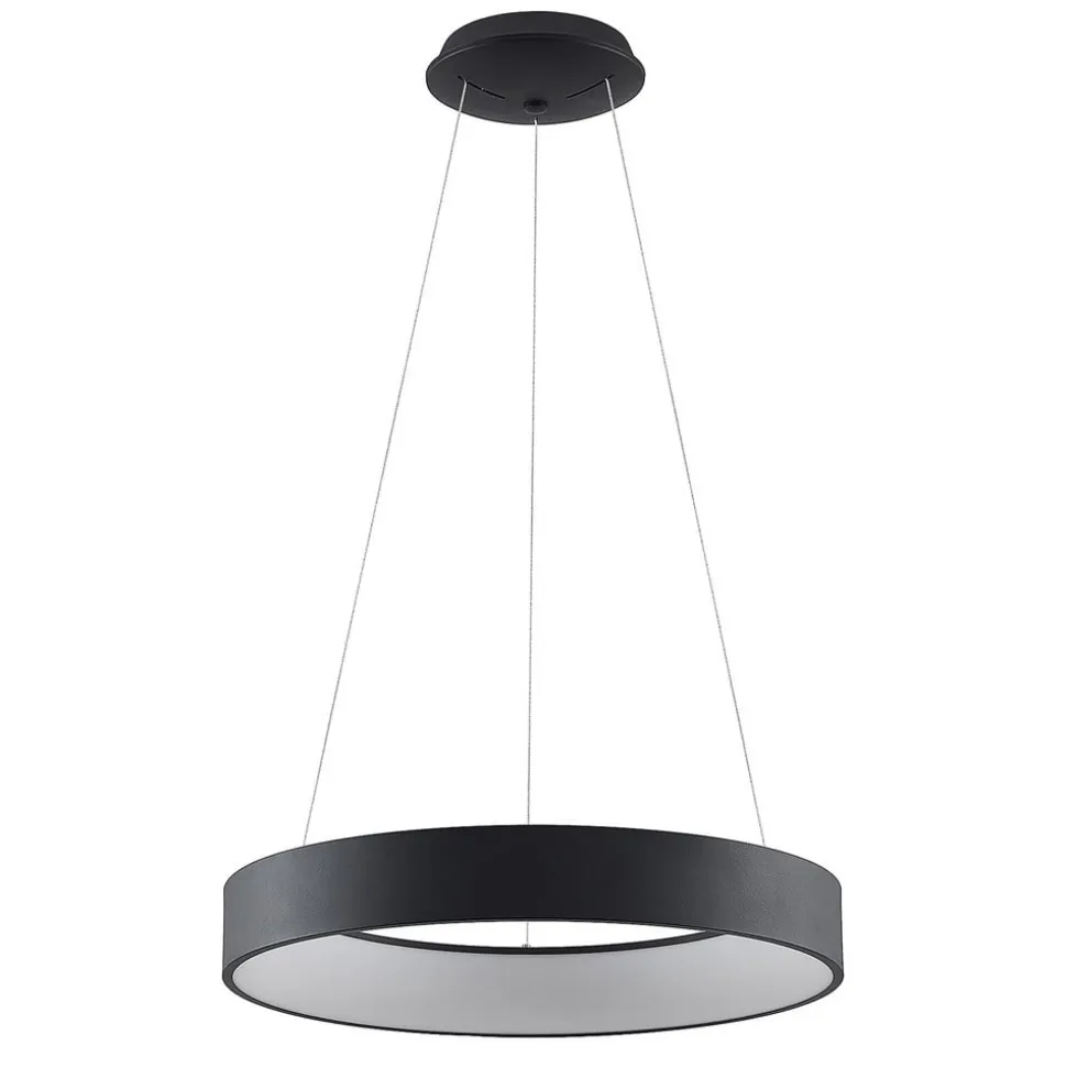 Arcchio LED-hængelampe Aleksi, Ø 60 cm, sort, metal, CCT