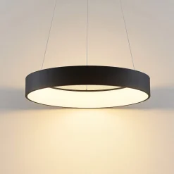 Arcchio LED-hængelampe Aleksi, Ø 60 cm, sort, metal, CCT