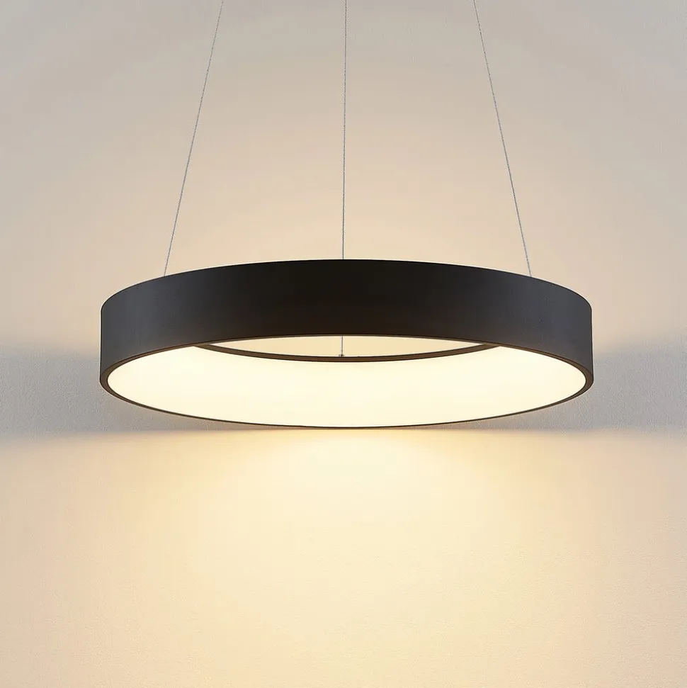 Arcchio LED-hængelampe Aleksi, Ø 60 cm, sort, metal, CCT