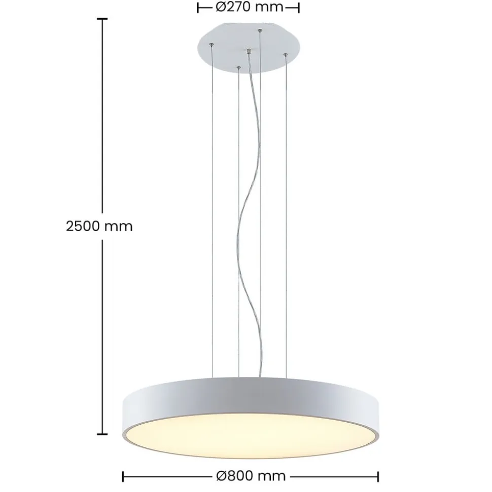Arcchio LED-hængelampe Noabelle, Ø 80 cm, hvid, metal