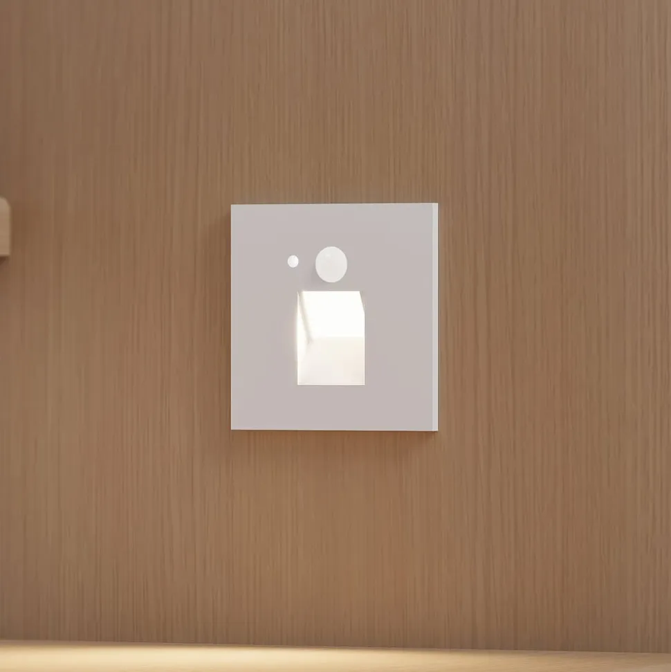 Arcchio LED-indbygningslampe Neru, 7 cm, hvid, kantet, sensor